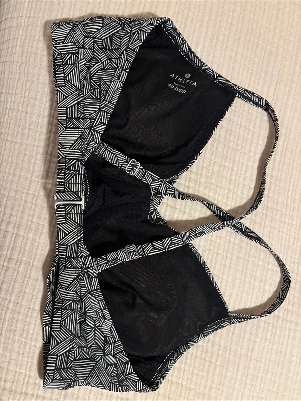 Athleta Black and White Patterned Support Bralette